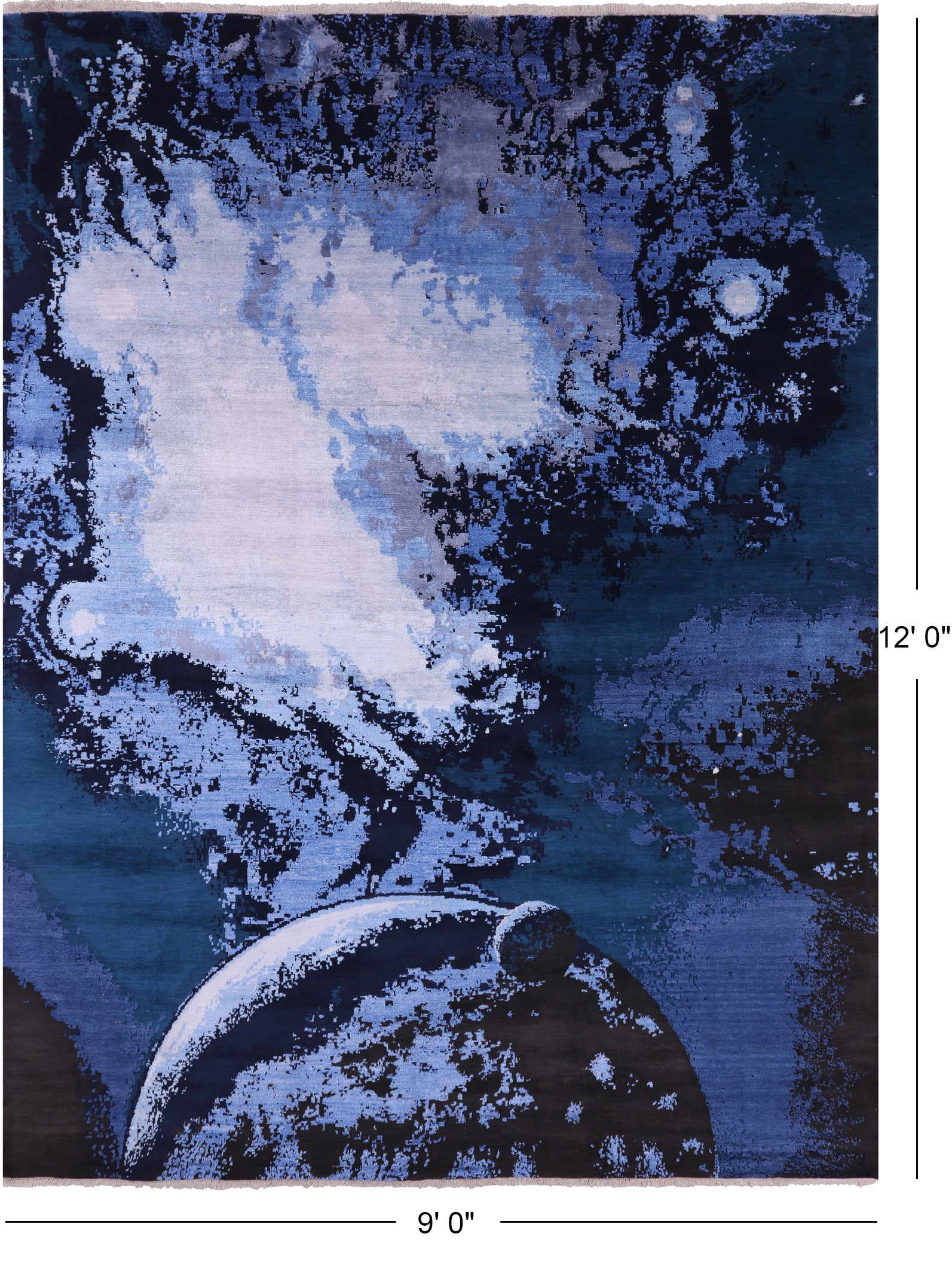 Full Moon Design Modern Handmade Wool & Silk Rug - 9' 0" X 12' 0" - Golden Nile