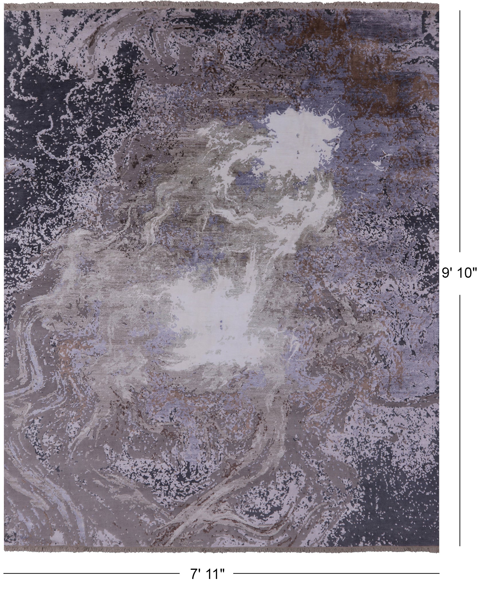 Modern Hand Knotted Wool & Silk Rug - 7' 11" X 9' 10" - Golden Nile