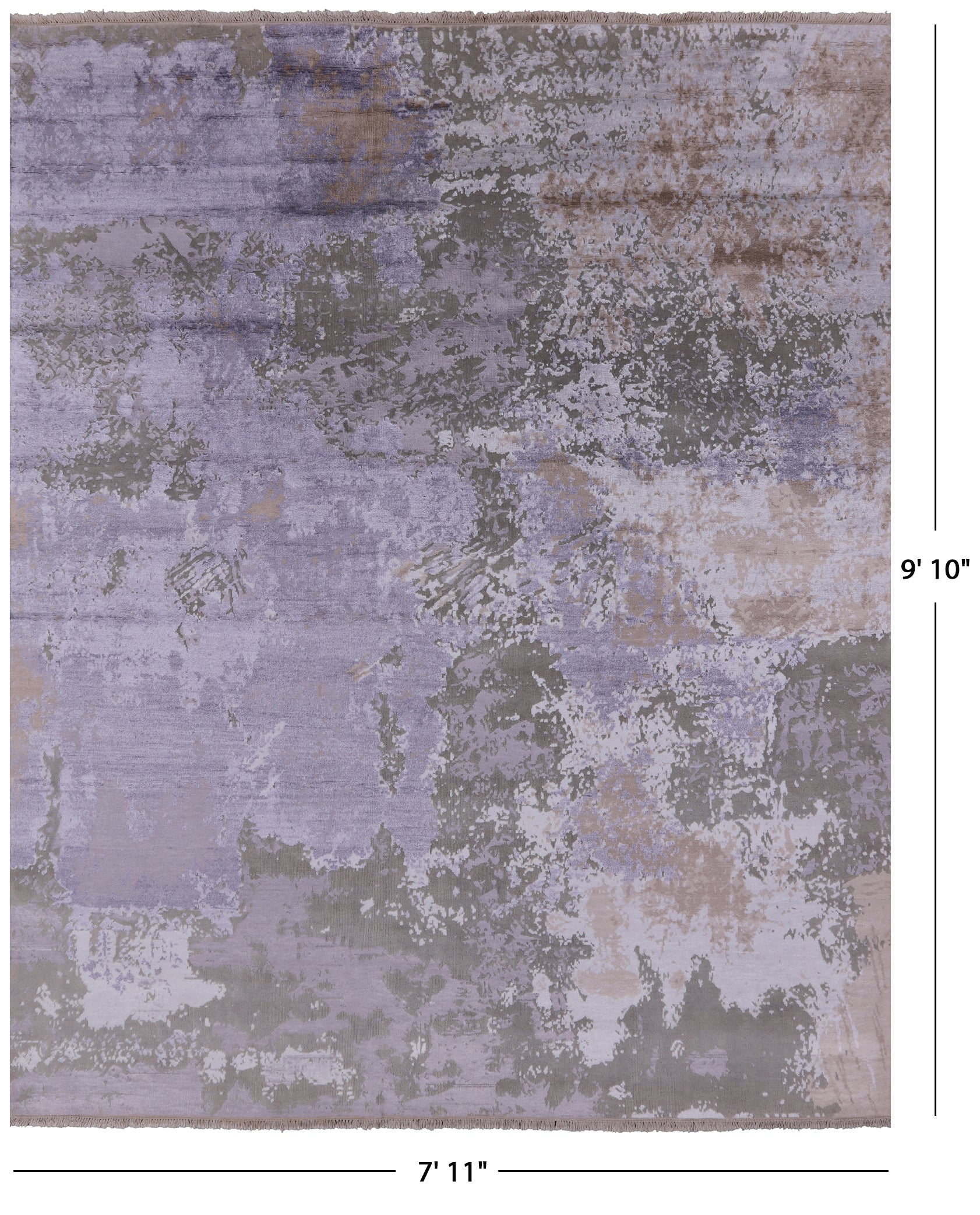 Modern Abstract Hand Knotted Wool & Silk Rug - 7' 11" X 9' 10" - Golden Nile