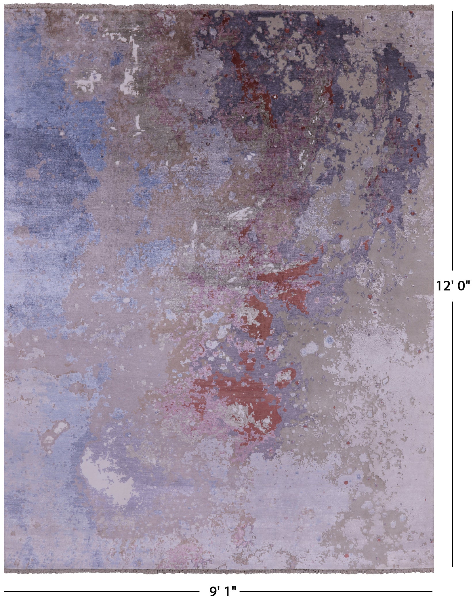 Modern Hand Knotted Wool & Silk Rug - 9' 1" X 12' 0" - Golden Nile