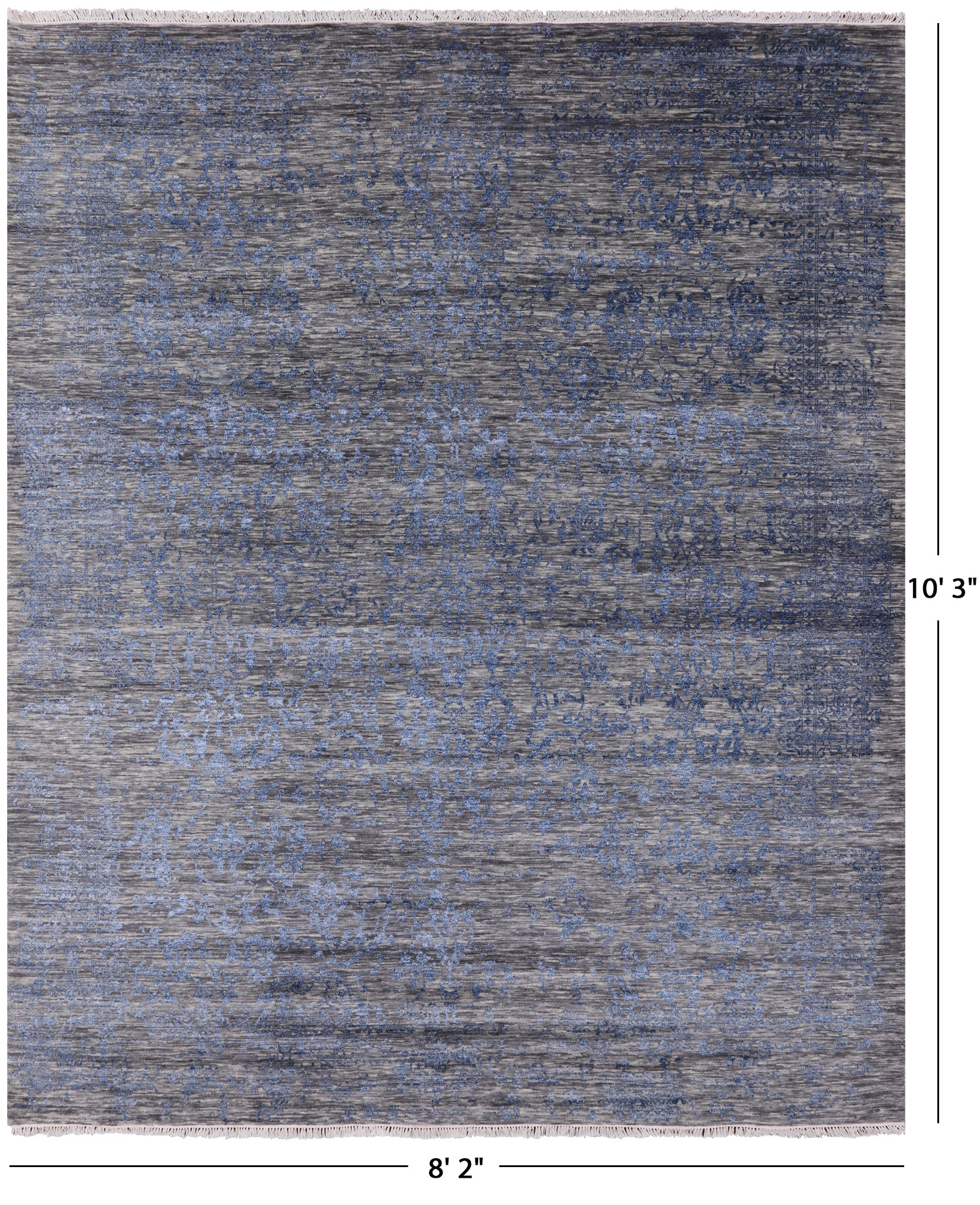 Grey Modern Hand-Knotted Wool & Silk Rug - 8' 2" X 10' 3" - Golden Nile