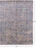 Ivory Modern Handmade Wool & Silk Rug - 9' 0" X 12' 0" - Golden Nile