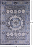 Grey Geometric Persian Hand Knotted Wool Rug - 12' 3" X 18' 2" - Golden Nile