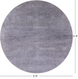 Grey Round Savannah Grass Hand-Knotted Wool & Silk Rug - 5' 9" X 5' 9" - Golden Nile