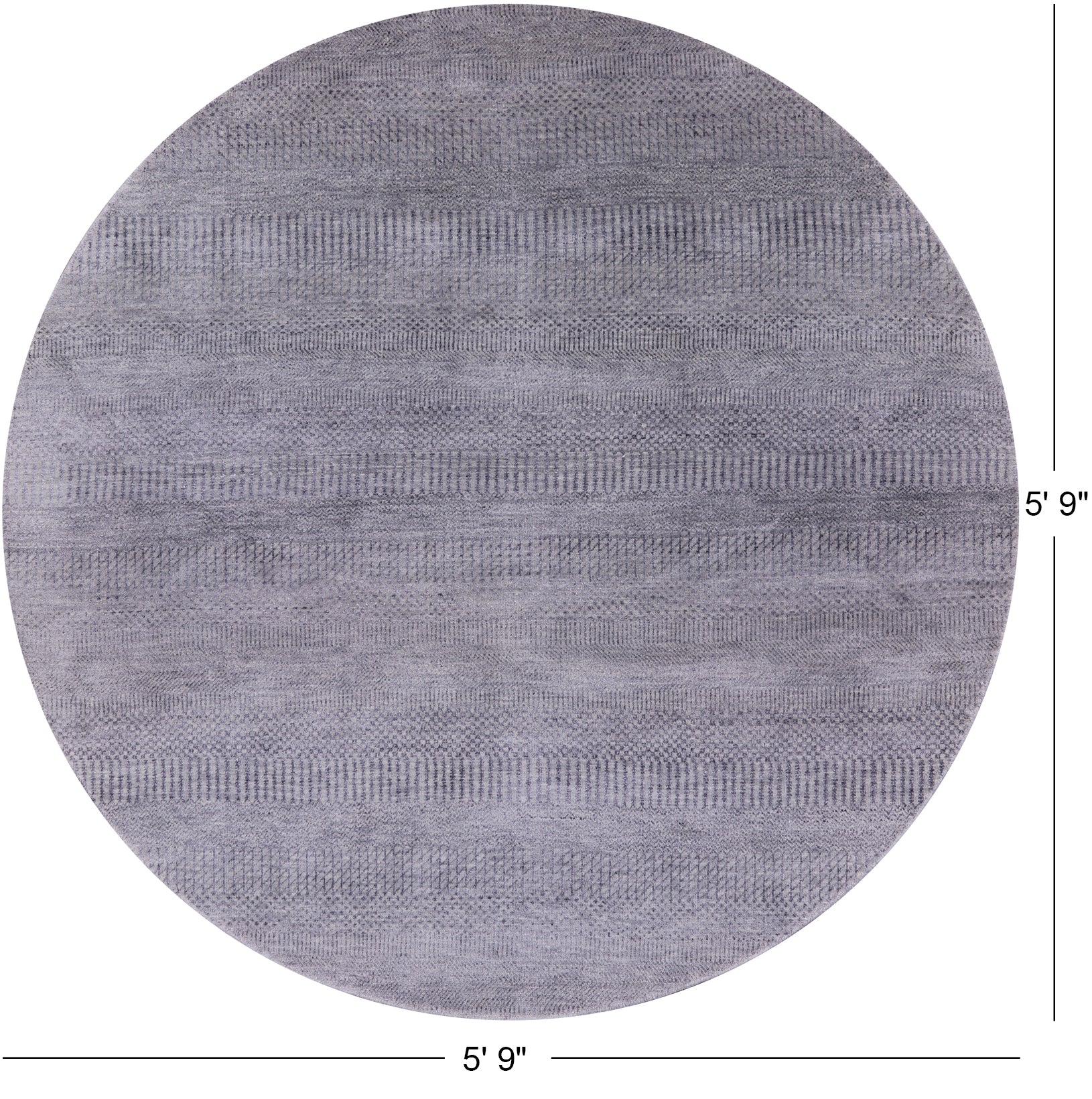 Grey Round Savannah Grass Hand-Knotted Wool & Silk Rug - 5' 9" X 5' 9" - Golden Nile