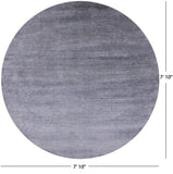 Grey Round Savannah Grass Handmade Wool & Silk Rug - 7' 10" X 7' 10" - Golden Nile