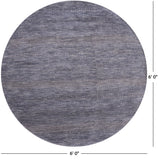 Grey Round Savannah Grass Handmade Wool & Silk Rug - 6' 0" X 6' 0" - Golden Nile