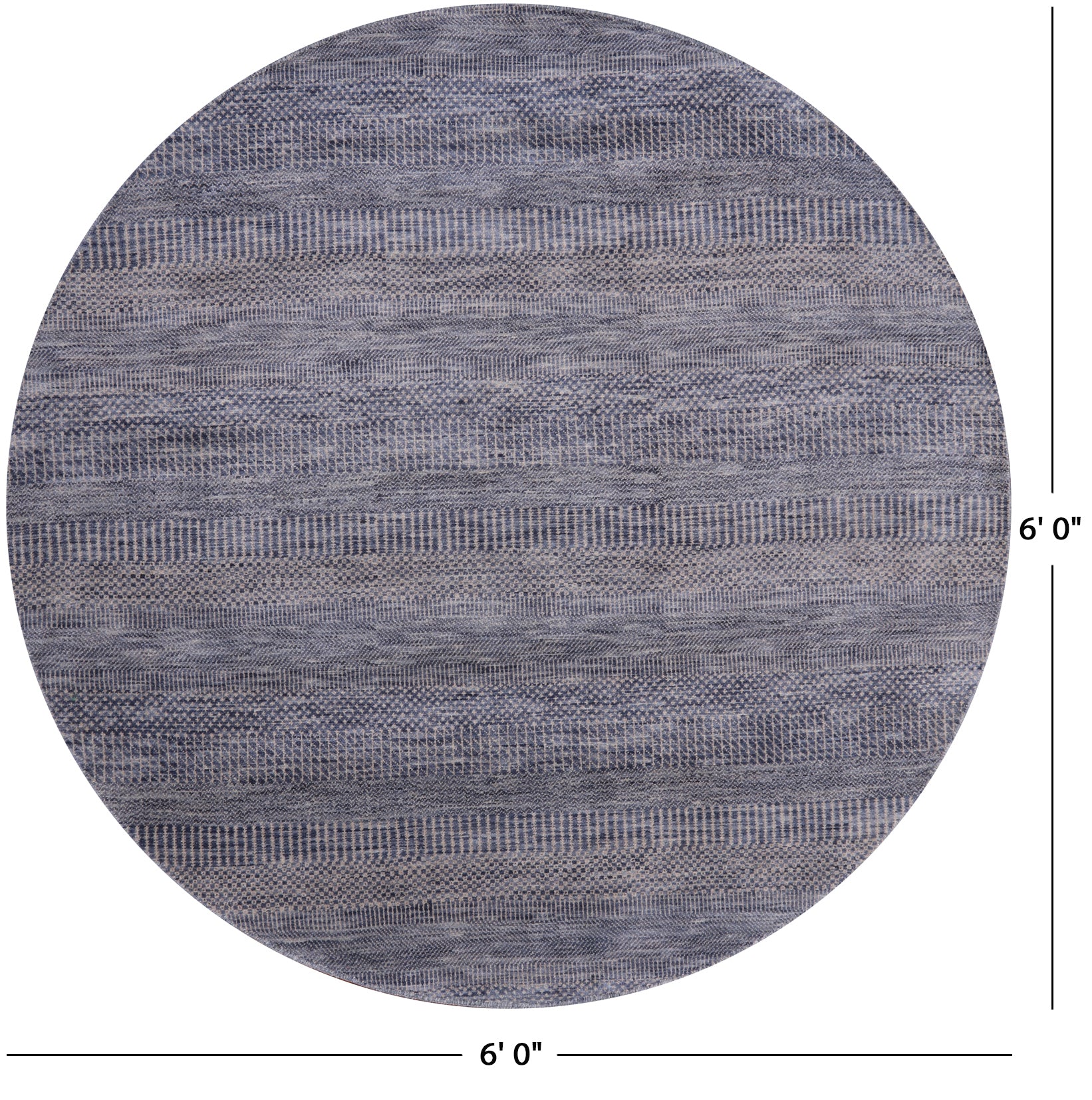 Grey Round Savannah Grass Handmade Wool & Silk Rug - 6' 0" X 6' 0" - Golden Nile