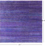 Purple Square Savannah Grass Hand Knotted Wool & Silk Rug - 8' 1" X 8' 0" - Golden Nile