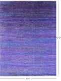Purple Savannah Grass Handmade Wool & Silk Rug - 9' 1" X 12' 2" - Golden Nile