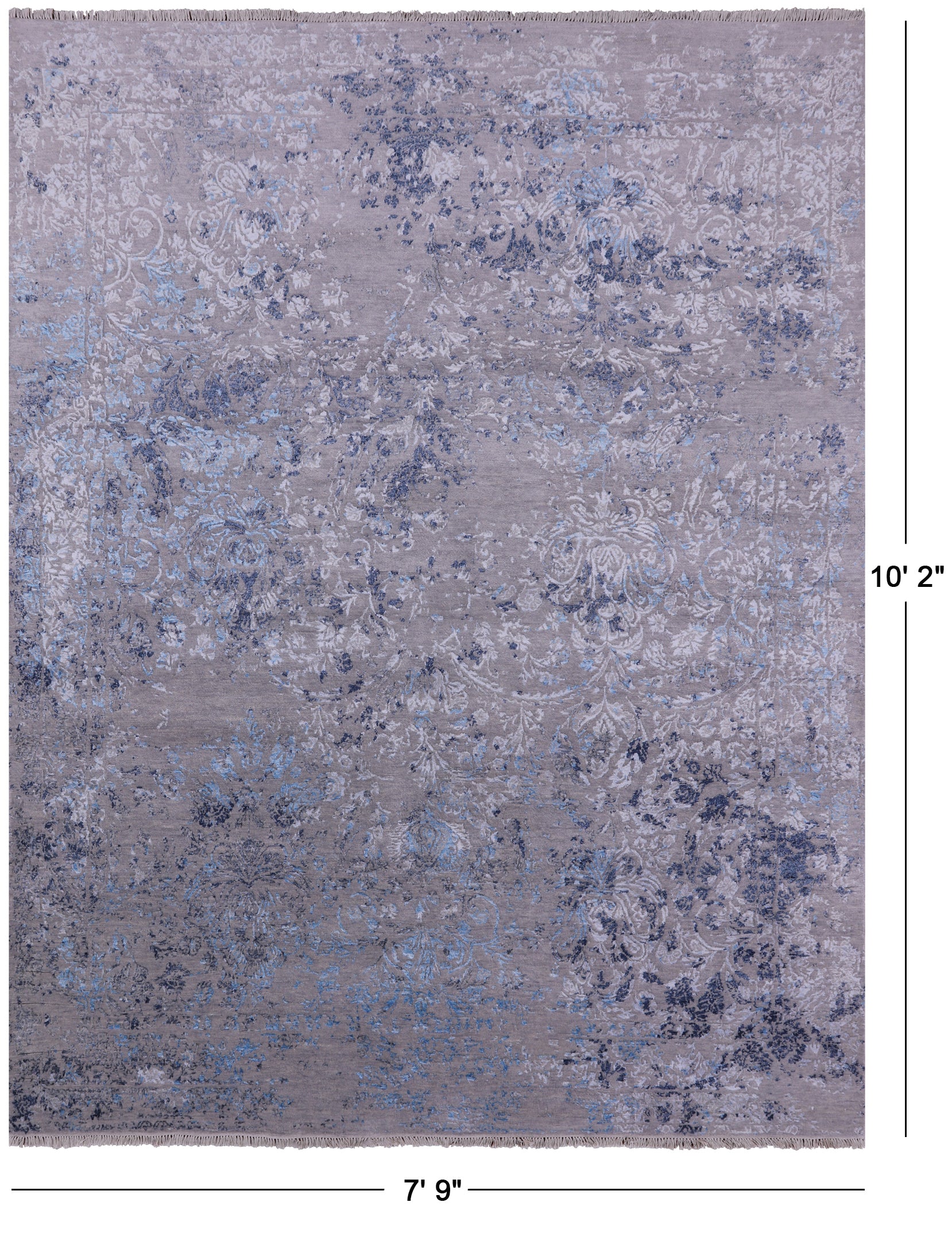 Grey Modern Handmade Wool & Silk Rug - 7' 9" X 10' 2" - Golden Nile