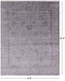 Grey Modern Floral Hand-Knotted Wool & Silk Rug - 8' 0" X 10' 0" - Golden Nile
