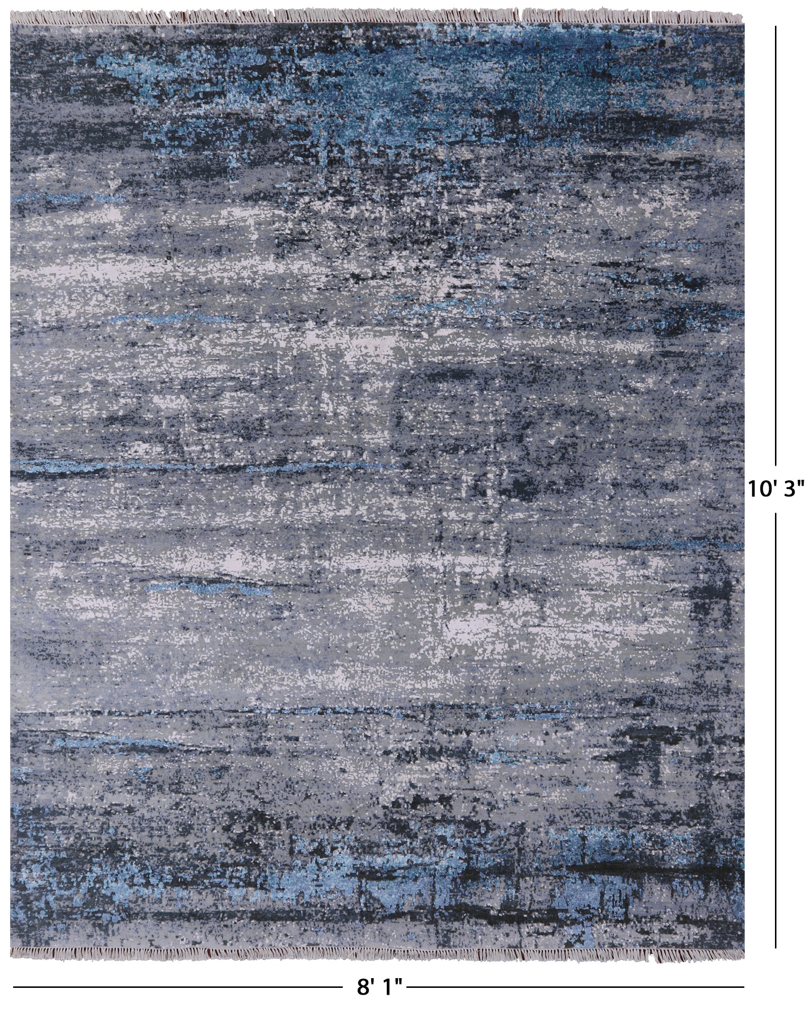 Modern Abstract Hand Knotted Wool & Silk Rug - 8' 1" X 10' 3" - Golden Nile