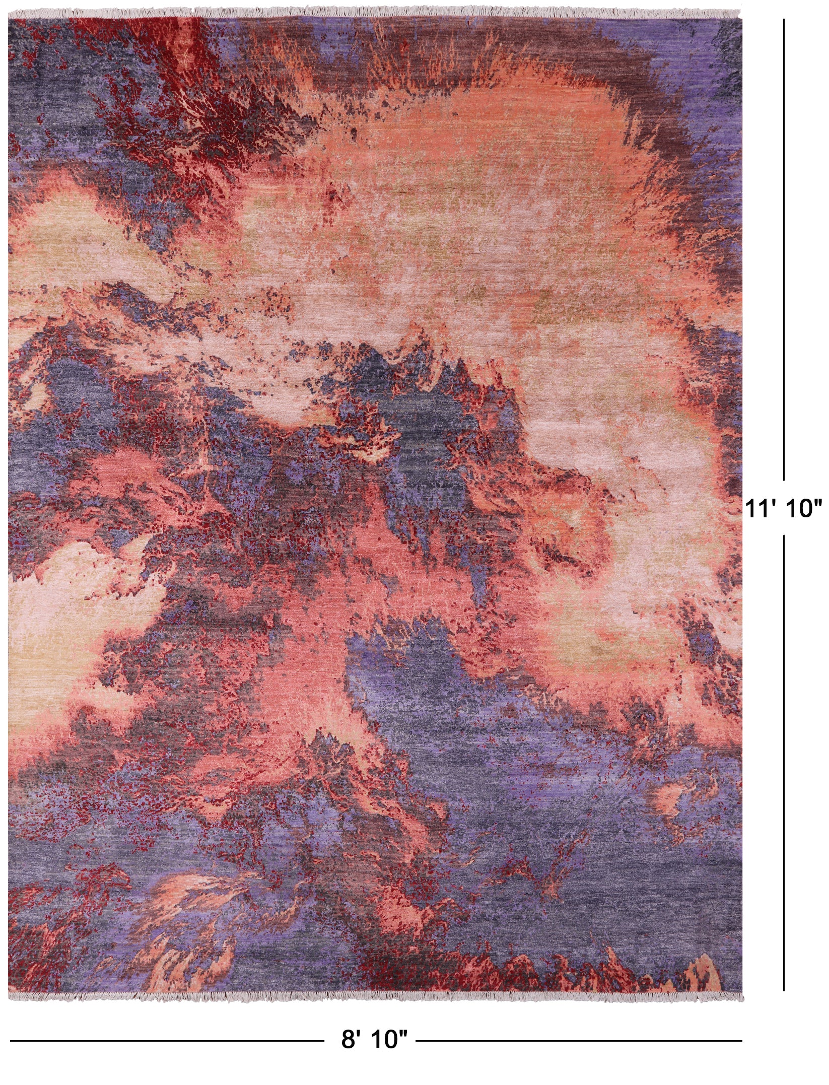 Contemporary Hand Knotted Wool & Silk Rug - 8' 10" X 11' 10" - Golden Nile