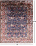 Blue Fine Serapi Hand Knotted 100% Silk Rug - 8' 0" X 10' 2" - Golden Nile