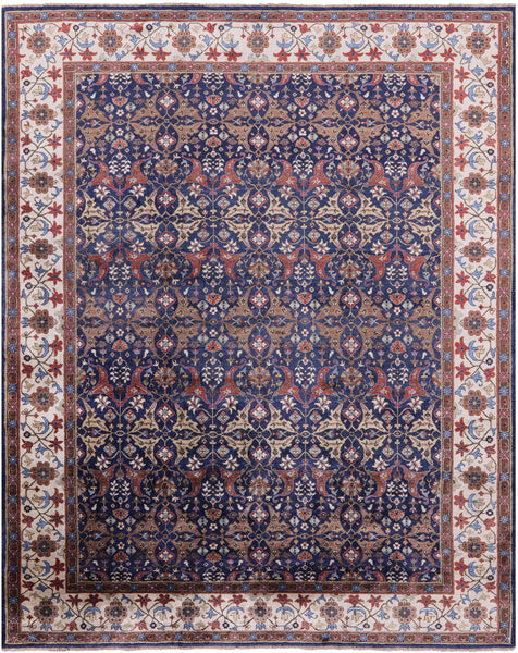 Blue Fine Serapi Hand Knotted 100% Silk Rug - 9' 9" X 13' 10" - Golden Nile