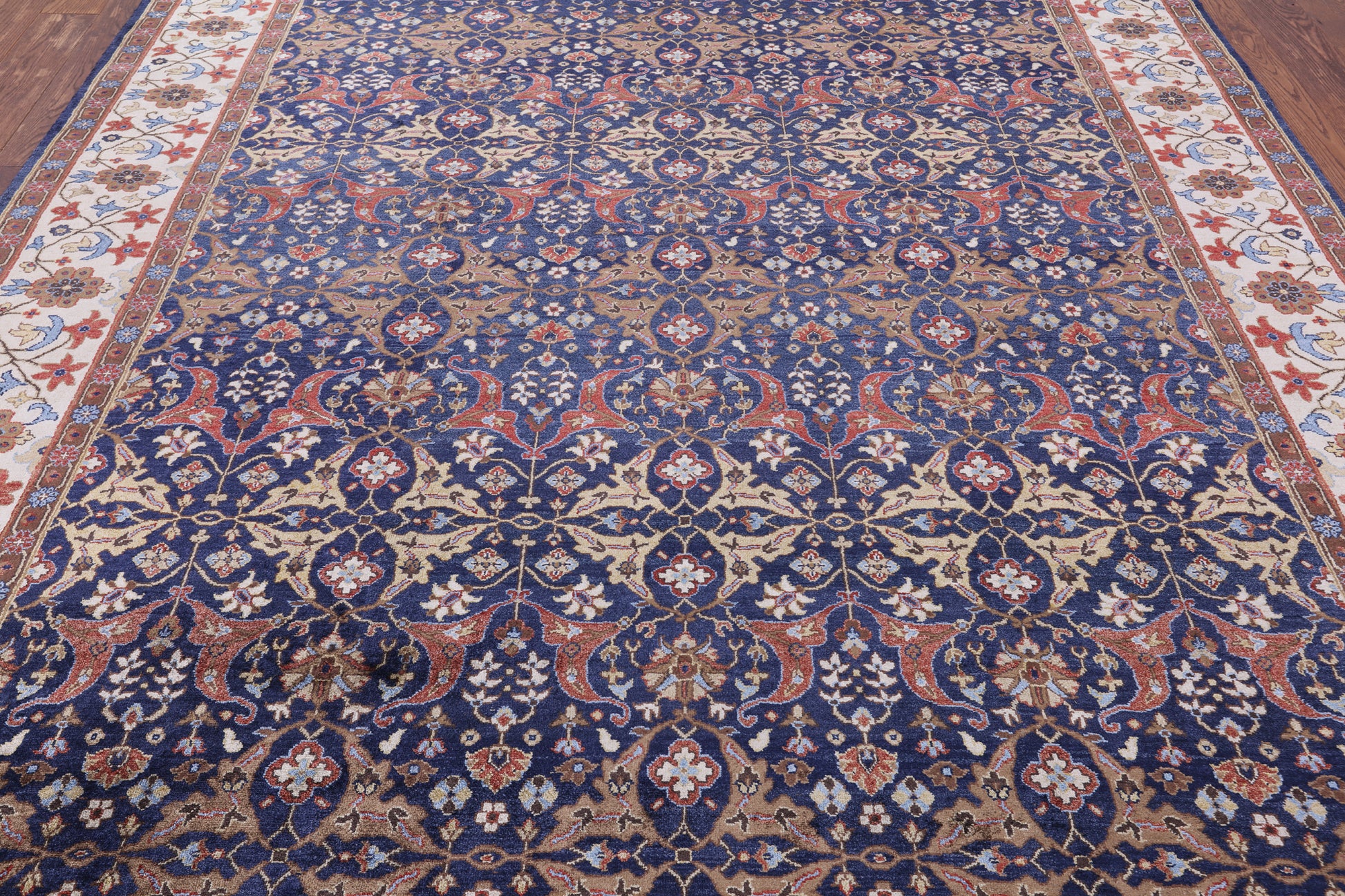 Blue Fine Serapi Hand Knotted 100% Silk Rug - 9' 9" X 13' 10" - Golden Nile