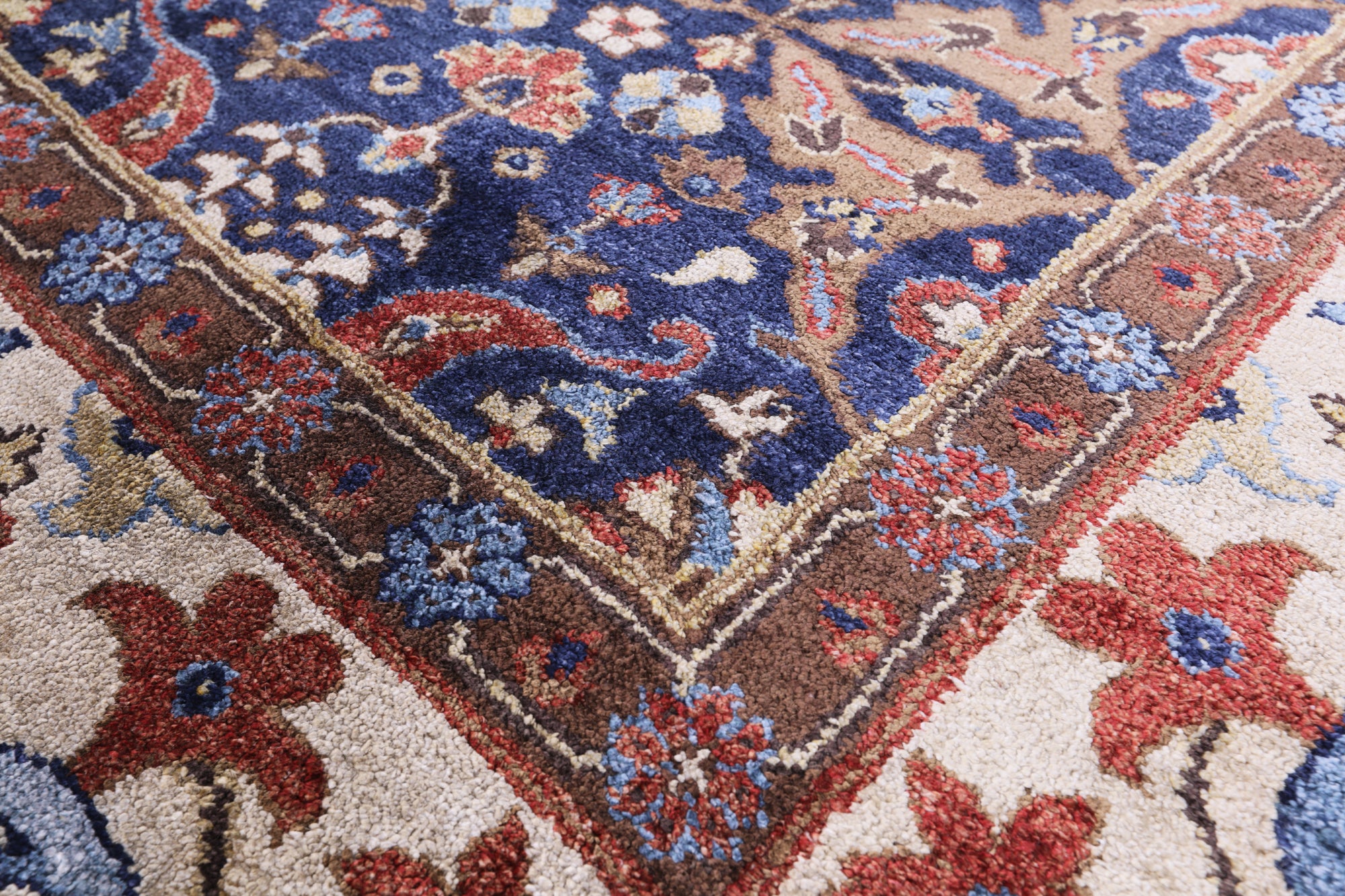 Blue Fine Serapi Hand Knotted 100% Silk Rug - 9' 9" X 13' 10" - Golden Nile