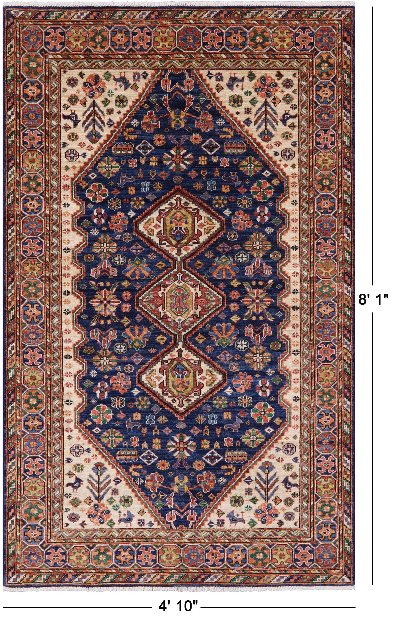 Fine Heriz Hand Knotted Wool Rug - 4' 10" X 8' 1" - Golden Nile