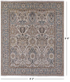 Ivory Geometric Persian Hand Knotted Wool Rug - 8' 2" X 9' 8" - Golden Nile