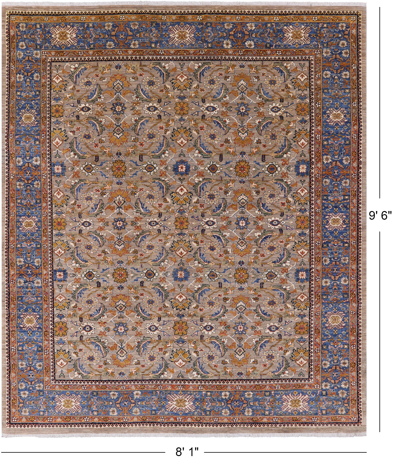 Fine Serapi Hand Knotted Wool Rug - 8' 1" X 9' 6" - Golden Nile