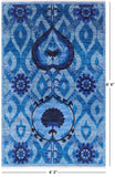 Blue William Morris Hand Knotted Wool Rug - 4' 3" X 6' 6" - Golden Nile