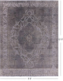 Grey Persian Overdyed Handmade Wool Rug - 9' 8" X 12' 5" - Golden Nile