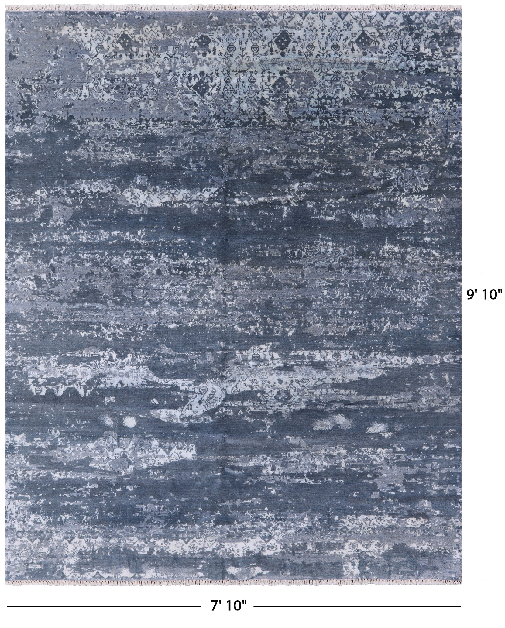 Contemporary Hand Knotted Wool & Silk Rug - 7' 10" X 9' 10" - Golden Nile