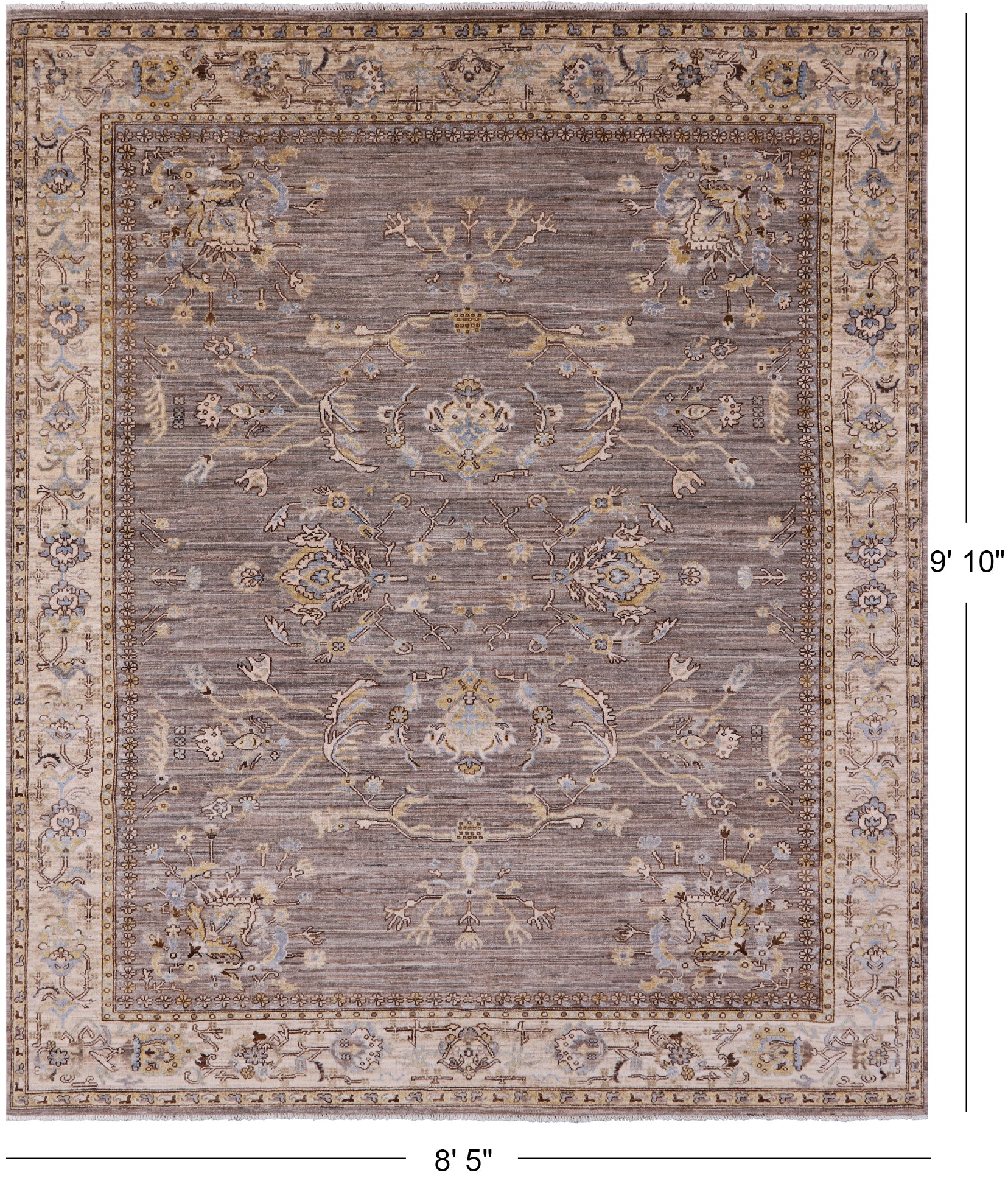 Traditional Hand Knotted Wool Rug - 8' 5" X 9' 10" - Golden Nile