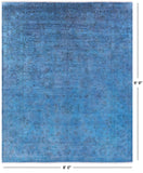 Blue Full Pile Overdyed Hand Knotted Wool Area Rug - 8' 0" X 9' 9" - Golden Nile