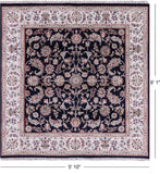Blue Square Persian Nain Hand Knotted Wool & Silk Rug - 5' 10" X 6' 1" - Golden Nile