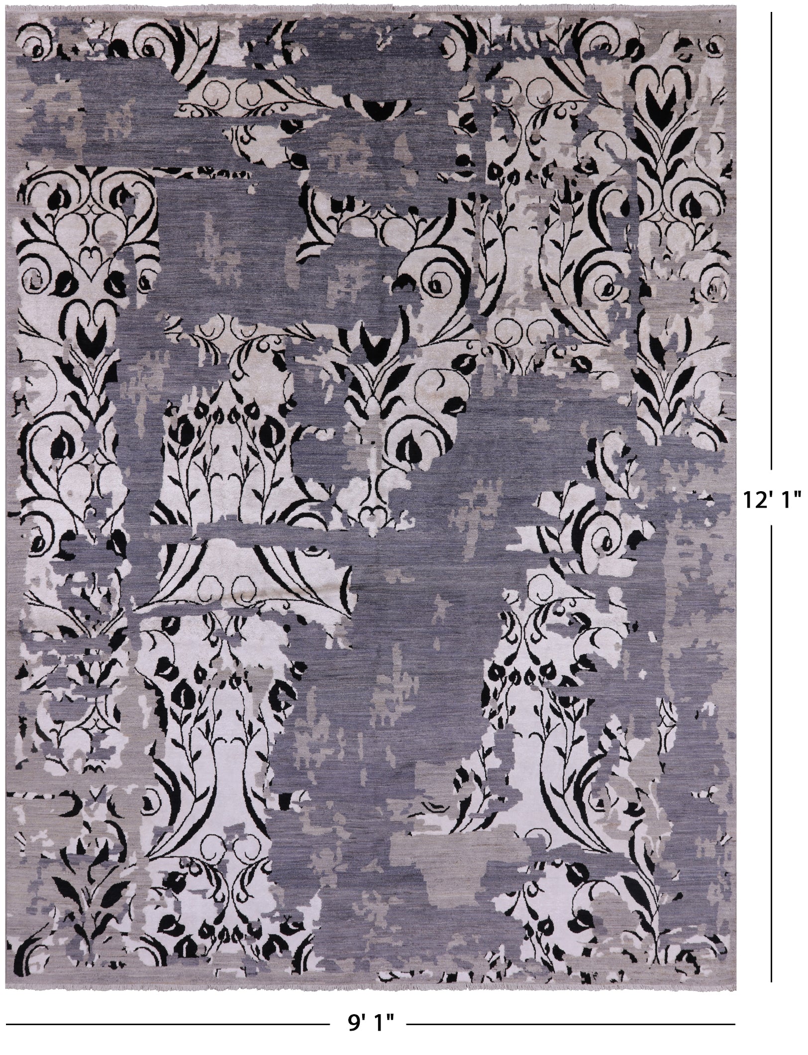 Modern Hand Knotted Wool & Silk Rug - 9' 1" X 12' 1" - Golden Nile