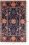 Black William Morris Hand Knotted Wool Rug - 5' 2" X 8' 5" - Golden Nile