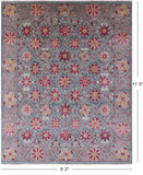 Blue William Morris Hand Knotted Wool Rug - 9' 3" X 11' 5" - Golden Nile