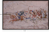 Men In The War Tapestry Handmade Rug - 5' 0" X 7' 8" - Golden Nile