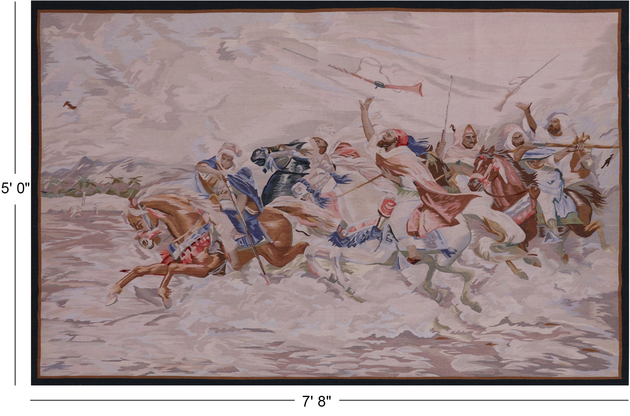 Men In The War Tapestry Handmade Rug - 5' 0" X 7' 8" - Golden Nile