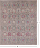 Ivory William Morris Hand Knotted Wool Rug - 9' 1" X 11' 4" - Golden Nile