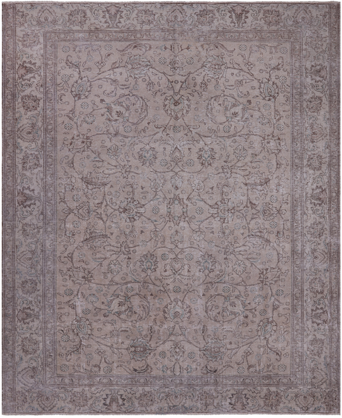 SUPER SALE Ivory Persian Vintage White Wash Hand Knotted Wool Rug - 10' 1" X 12' 5"