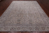 SUPER SALE Ivory Persian Vintage White Wash Hand Knotted Wool Rug - 10' 1" X 12' 5"