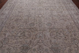 SUPER SALE Ivory Persian Vintage White Wash Hand Knotted Wool Rug - 10' 1" X 12' 5"
