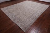 SUPER SALE Ivory Persian Vintage White Wash Hand Knotted Wool Rug - 10' 1" X 12' 5"