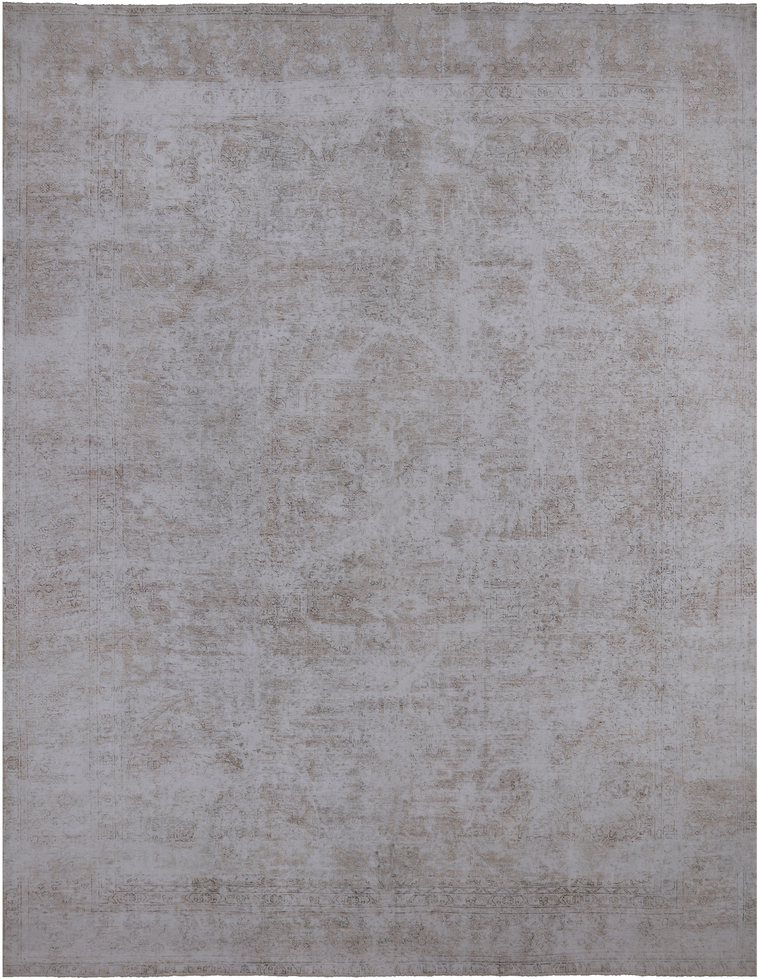 SUPER SALE Ivory Persian Vintage White Wash Handmade Wool Rug - 9' 8" X 12' 3"