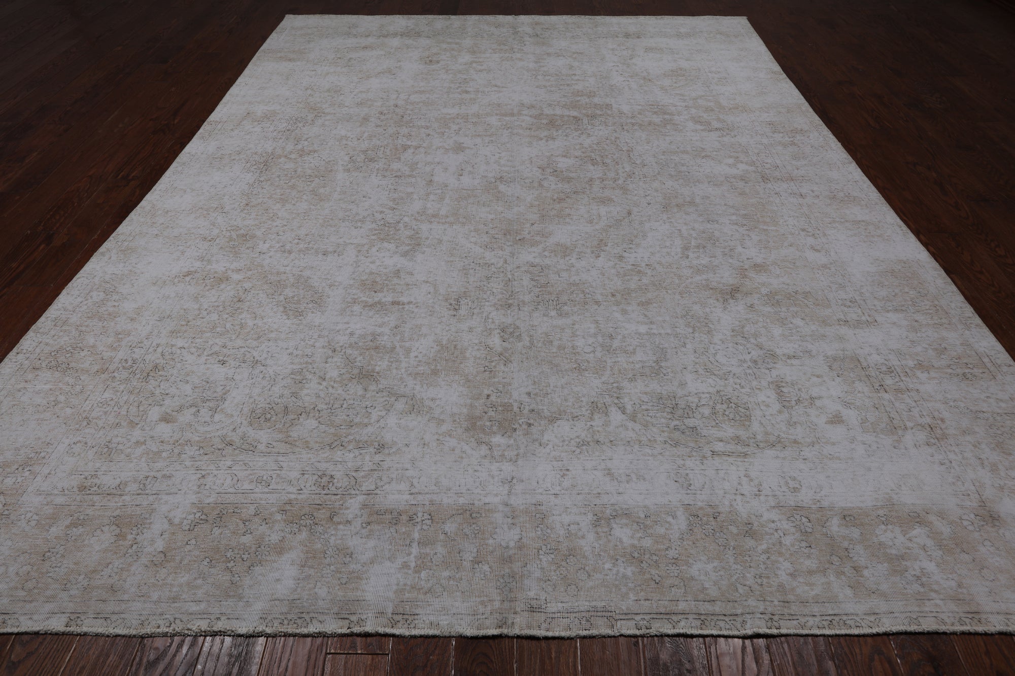 SUPER SALE Ivory Persian Vintage White Wash Handmade Wool Rug - 9' 8" X 12' 3"