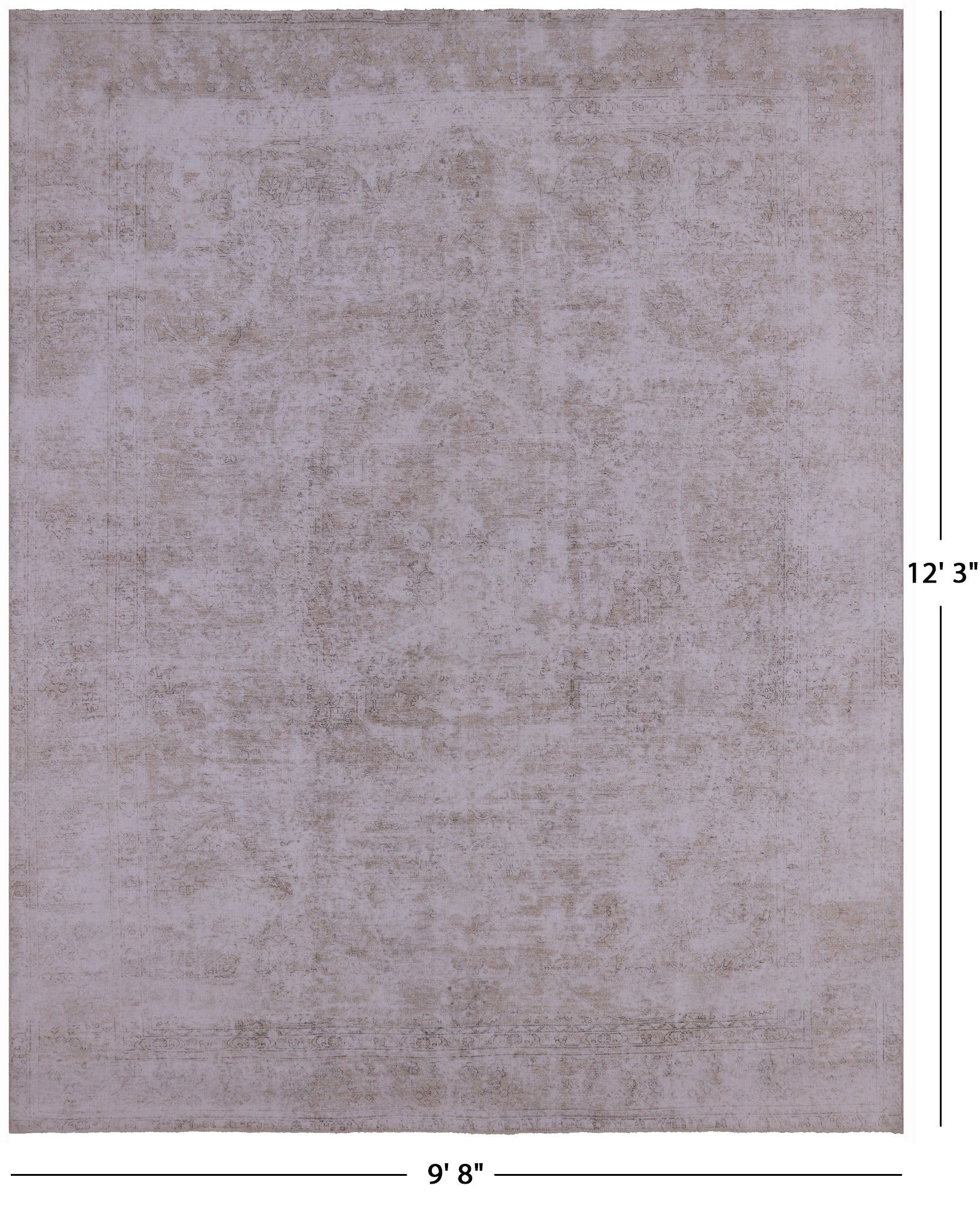 Ivory Persian Vintage White Wash Handmade Wool Rug - 9' 8" X 12' 3" - Golden Nile