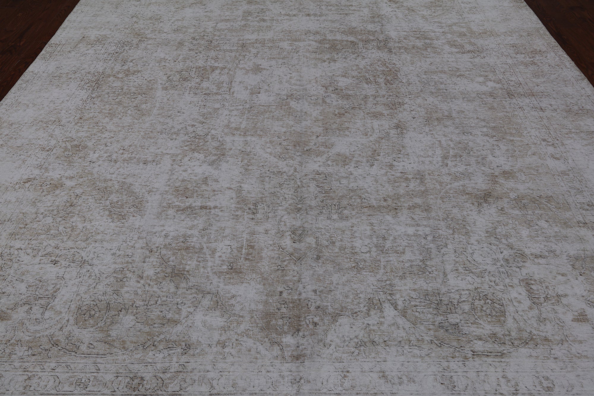 SUPER SALE Ivory Persian Vintage White Wash Handmade Wool Rug - 9' 8" X 12' 3"