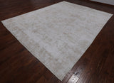SUPER SALE Ivory Persian Vintage White Wash Handmade Wool Rug - 9' 8" X 12' 3"