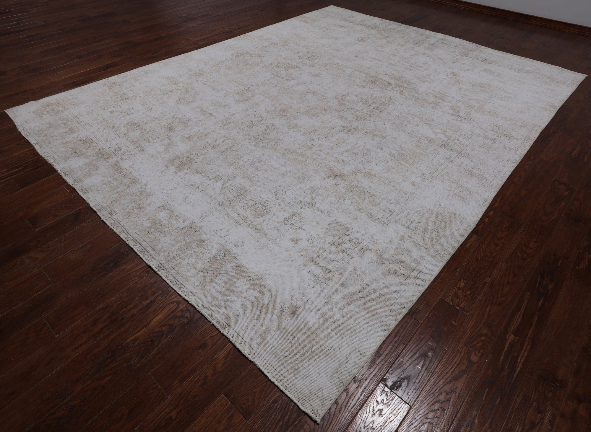 SUPER SALE Ivory Persian Vintage White Wash Handmade Wool Rug - 9' 8" X 12' 3"