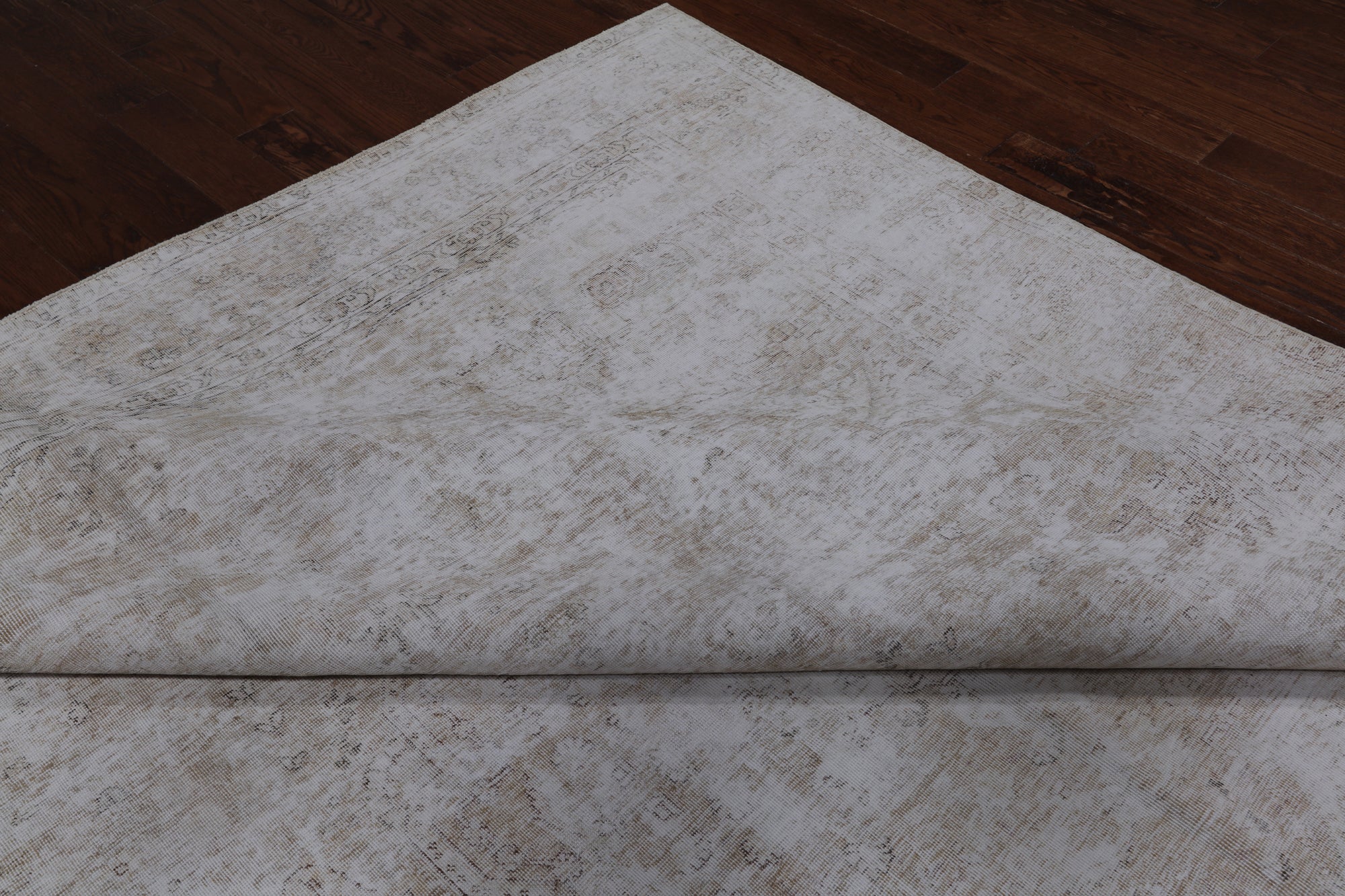 SUPER SALE Ivory Persian Vintage White Wash Handmade Wool Rug - 9' 8" X 12' 3"