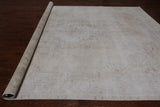 SUPER SALE Ivory Persian Vintage White Wash Hand Knotted Wool Rug - 9' 7" X 12' 6"