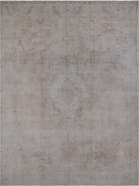 SUPER SALE Ivory Persian Vintage White Wash Hand Knotted Wool Rug - 9' 7" X 12' 6"